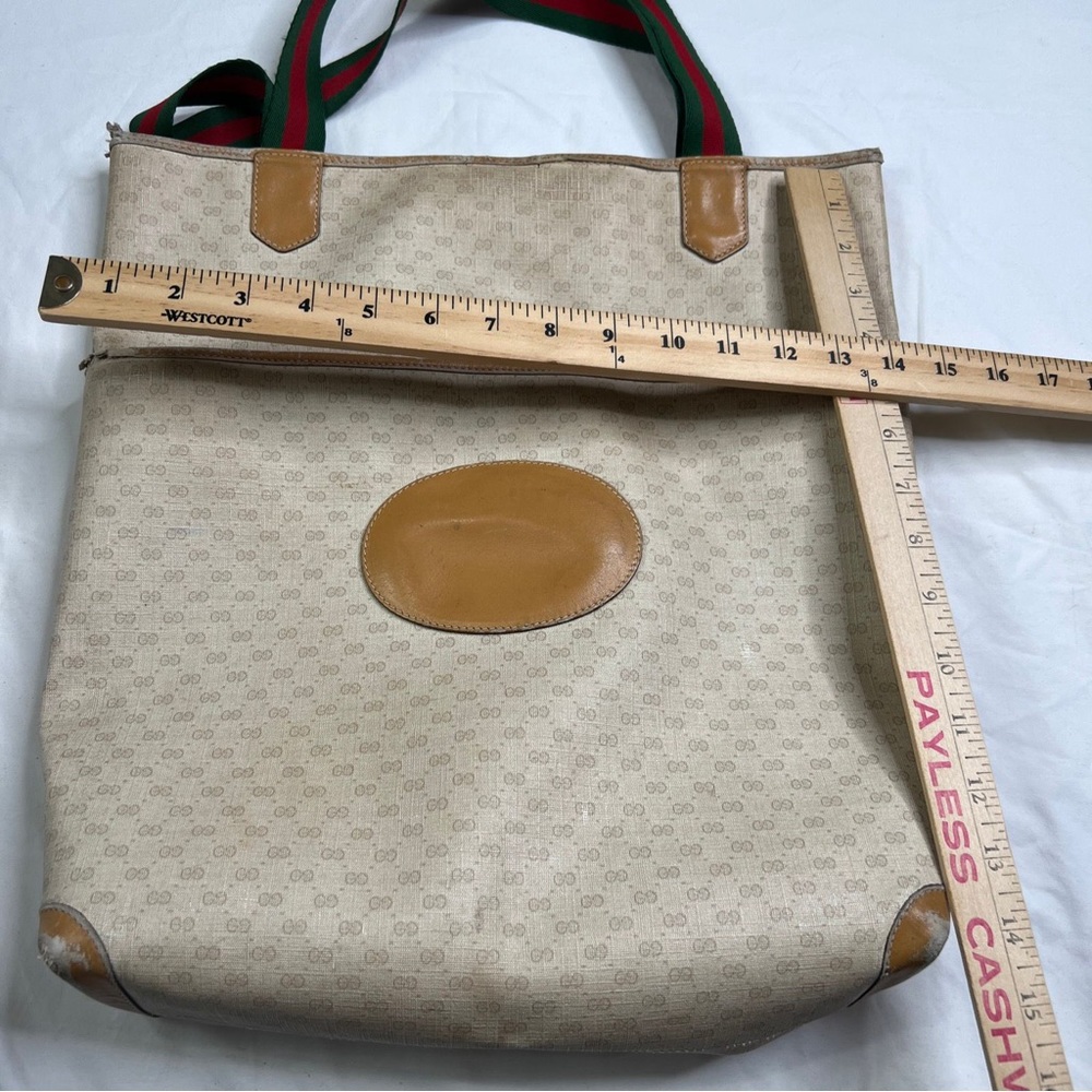 Gucci Beige GG Monogram Large Tote With Front Pocket Beige Logo Bag A501023 - Picture 9 of 13